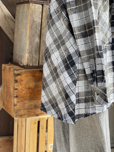 Angry Minnow Signature Flannel- NEUTRAL GREY